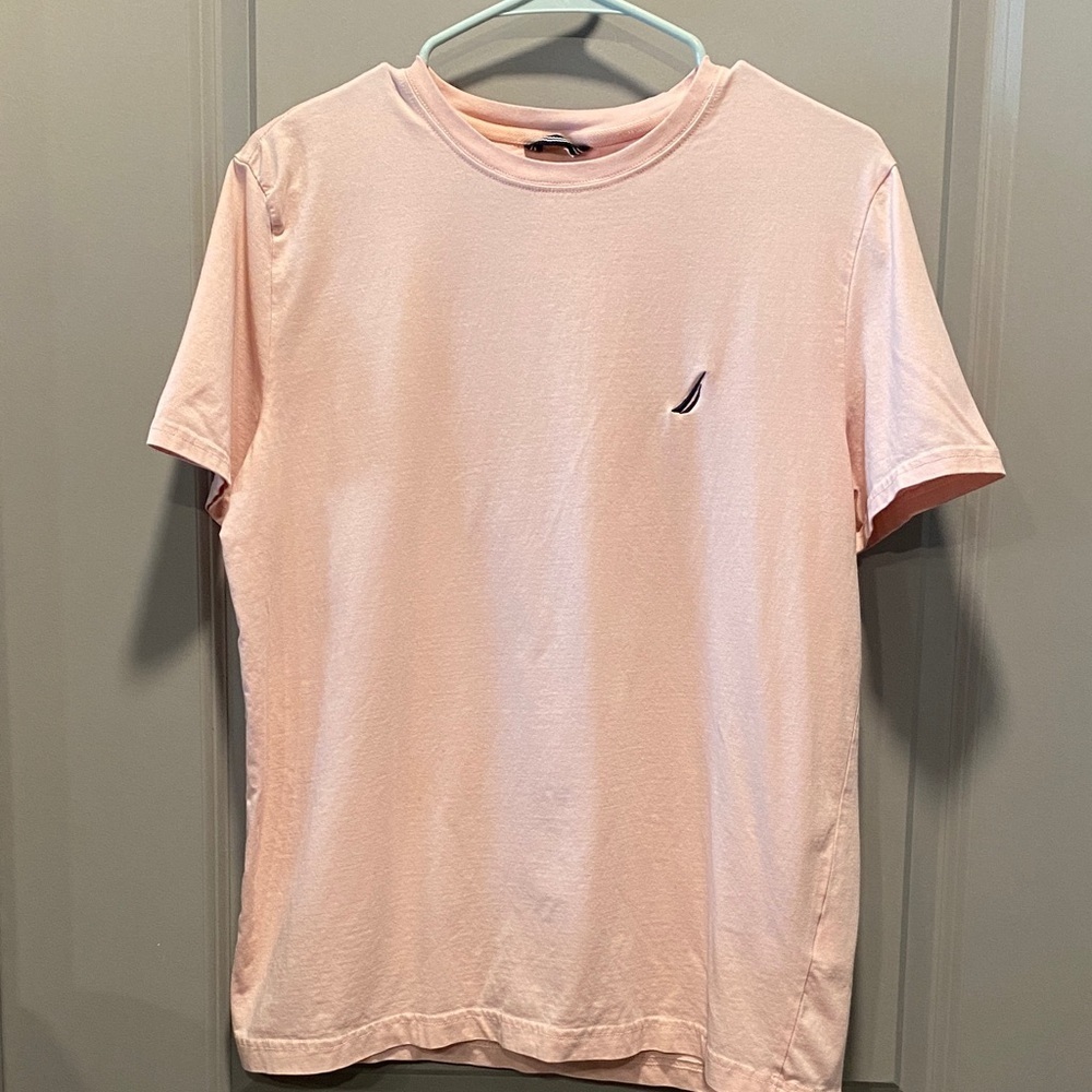 Nautica Sail Logo T Shirt M Pink Cotton Stretch Preppy Tee